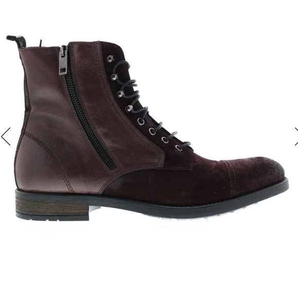 Diesel Serberhus D-Kallien Men’s Red Leather Lace Up Casual Dress Boots - Picture 1 of 7
